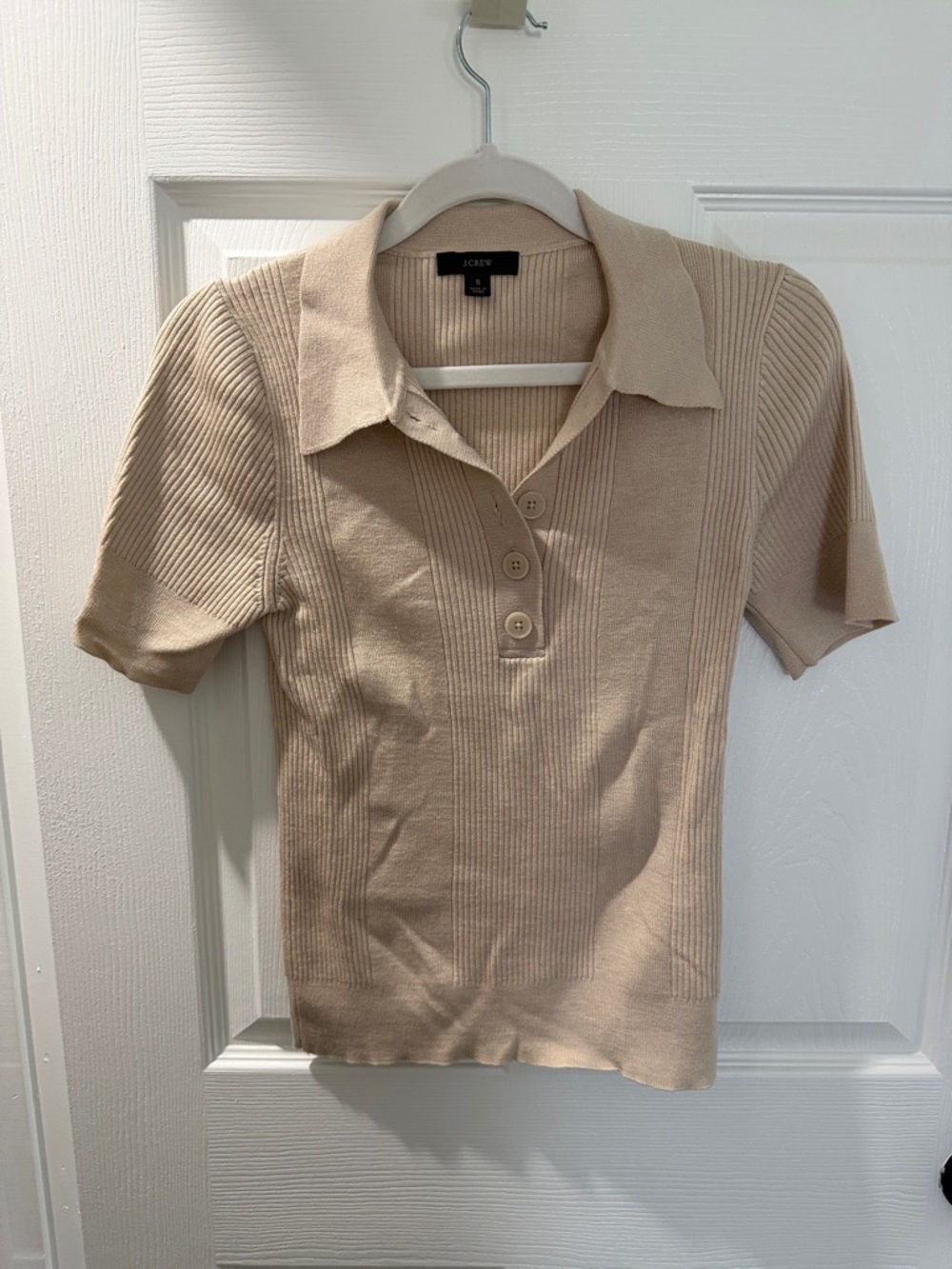 J. Crew Neutral Beige Ribbed knit Polo Shirt